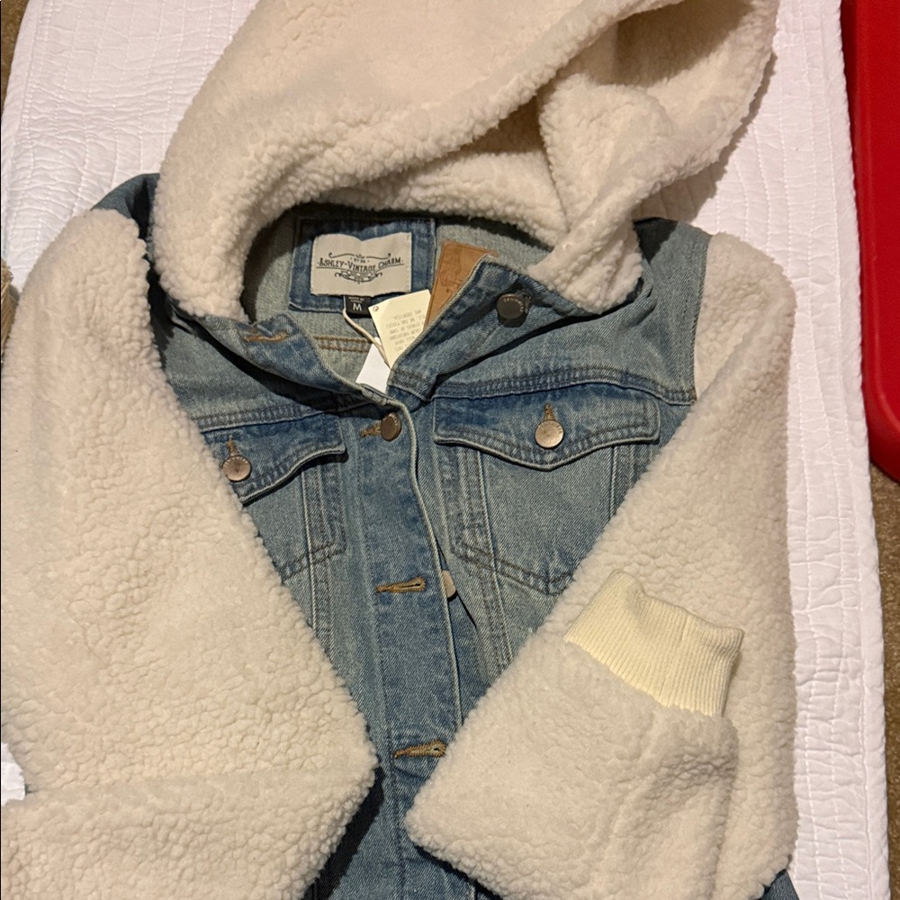 American Eagle Outfitters Blue and Cream Kids Jean Jacket